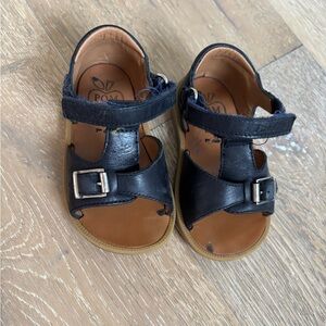 Pom D'Api Navy Leather Kids Sandals 21